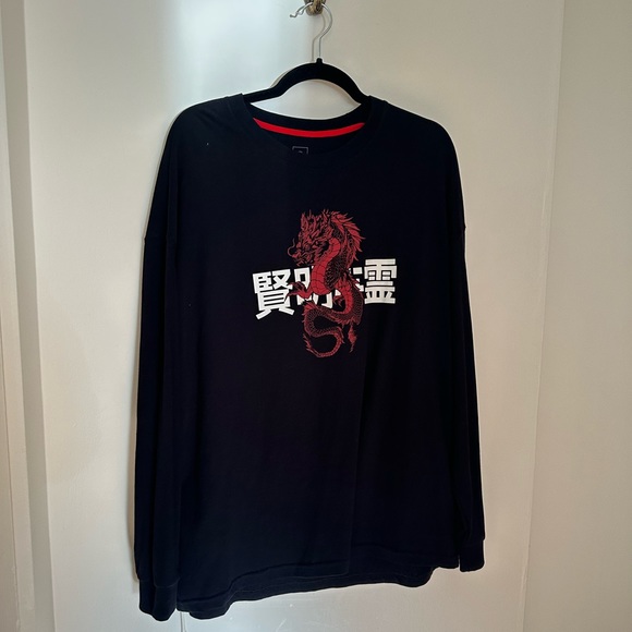 3/50$ Black long-sleeve / size large / unisex / drop shoulder sweater - Picture 9 of 12